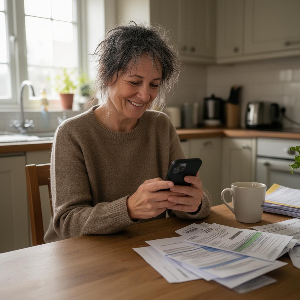 Person earning extra money from their phone at home